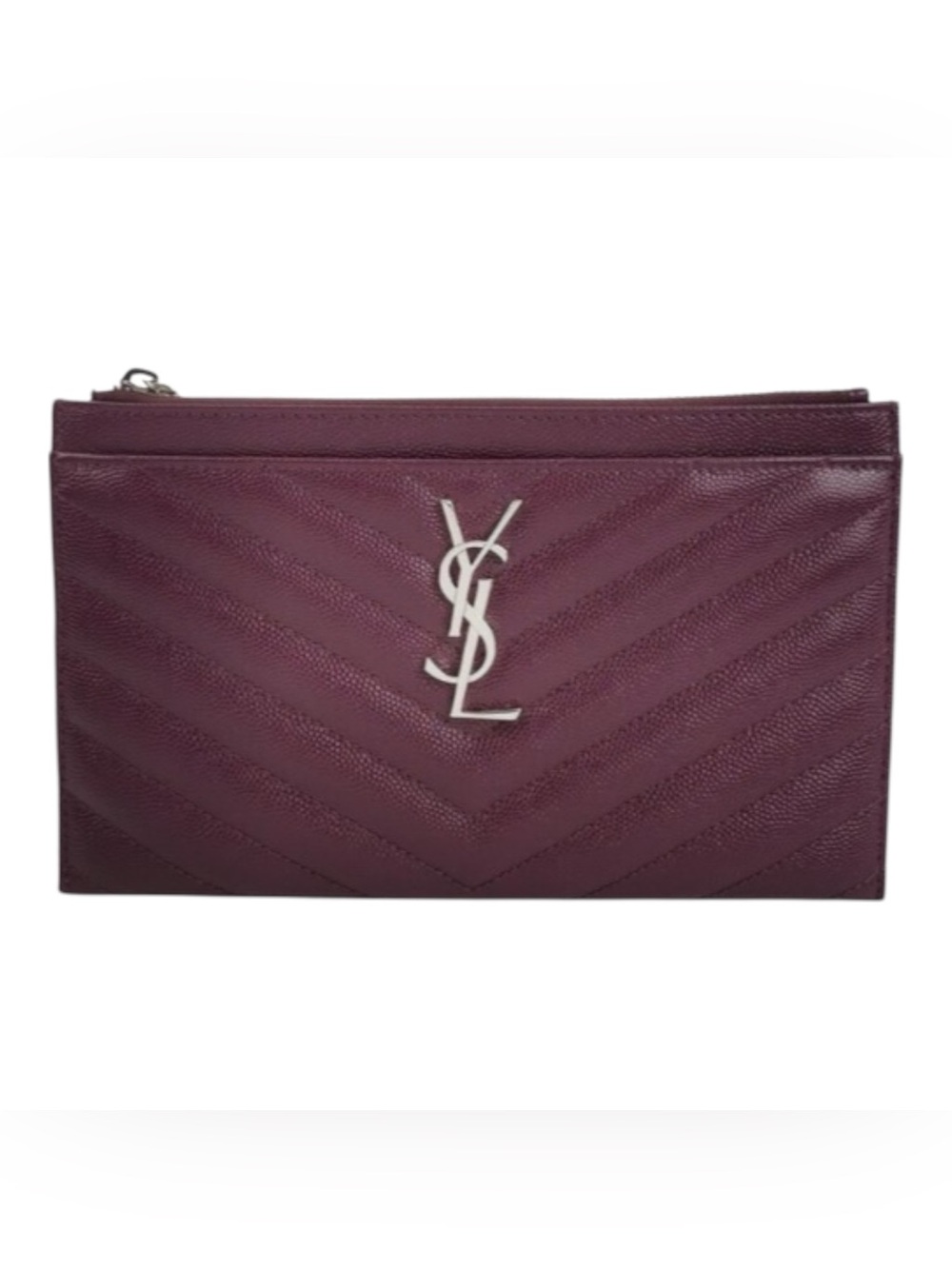 Yves Saint Laurent NWOT Monogram Quilted Leather Clutch in Rouge Legioe